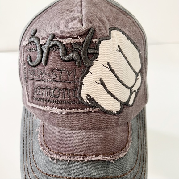 Fist Embroidered Distressed Baseball Cap - Picture 6 of 7